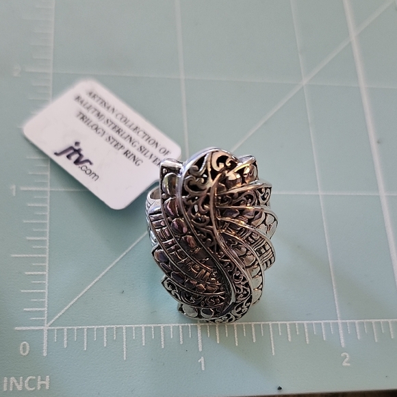 NWT JTV Artisan Collection of Bali Sterling Silver Trilogy Step Ring Size 8 - Picture 2 of 5